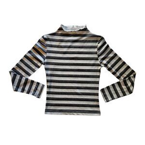 CALI BE Long Sleeve Striped Top Grey Black Small